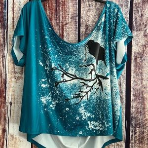 Rose Gal Crop Top Raven Gothic Goth Poe 4X Aqua Off Shoulder Halloween Gilmore